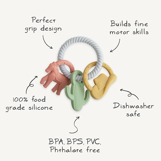 mushie Silicone Western Teething Ring Toy