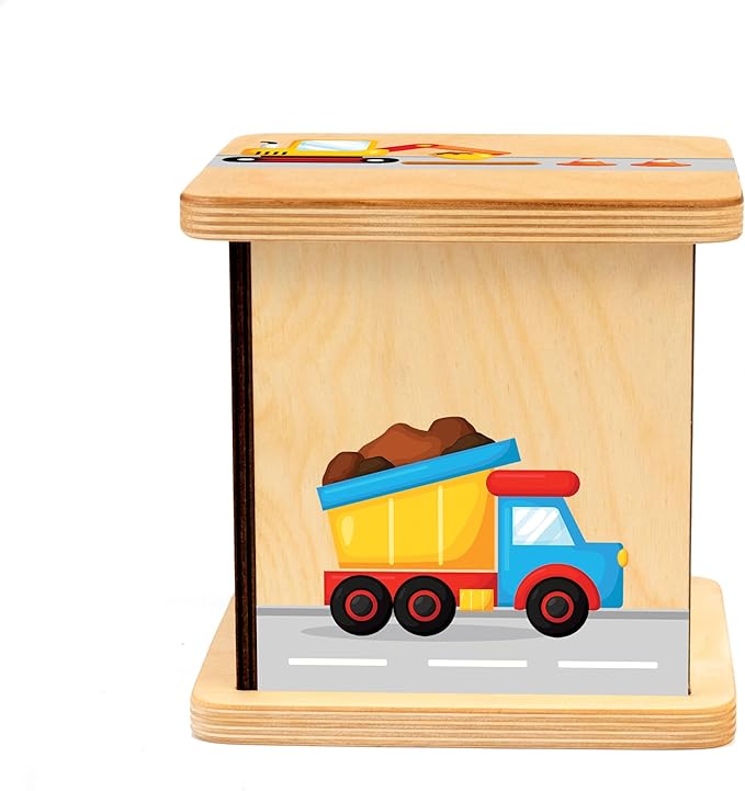 Wooden Piggy Bank for Kids and Adults, Personalized Gift Handmade in USA by BloomOwl, Custom Piggy Bank, Personalized Banks for Kids, Gifts for Baby Boys and Girls (Construction)