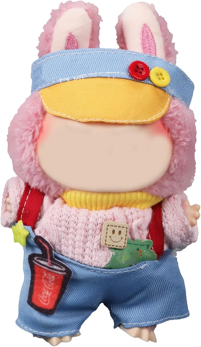 Clothes for 17cm Doll, 3 PCS Cute Blue Hat & Jumpsuit Set, Dress up Outfit Exquisite Accessories for Dolls