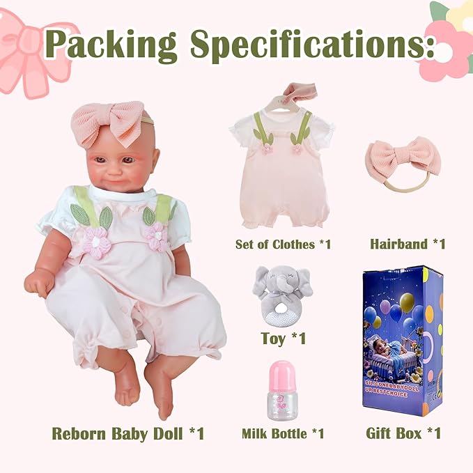Special Edition, Girl 20 in, Full Silicone Baby Doll, Realistic Baby Dolls, Realistic Veins & Pose, Not Vinyl, Reborn Baby Dolls Silicone Full Body, Gift Set