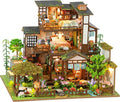 DIY Miniature House Kit with LED Lights, Bamboo Spring Courtyard Wooden Mini House Building Kit for Adults & Teens, Creative Crafts for Women, Friends & Hobbyists