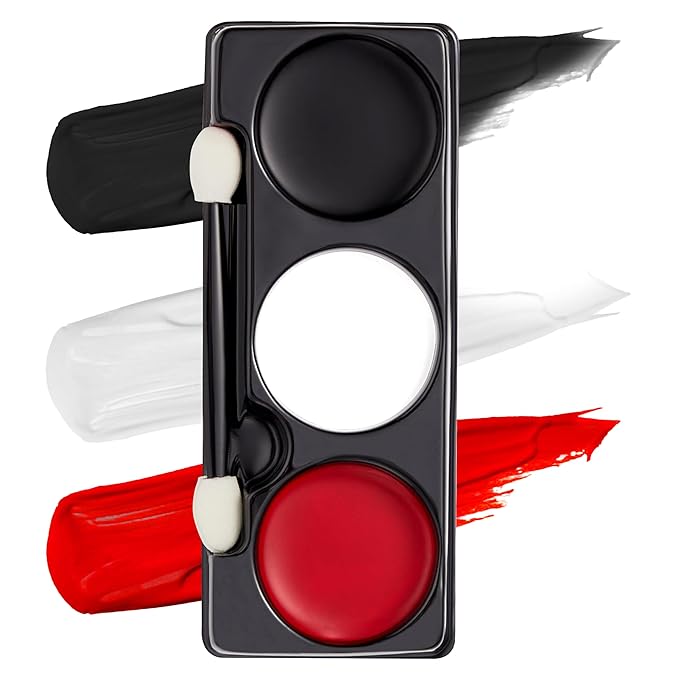 Spooktacular Creations Halloween Makeup Palette 3 Colors Face Body Paint for Adult SFX Zombie Skeleton Cosplay with Painting Brush Cosplay Party Dress Up (7 Oz, White Black Red )