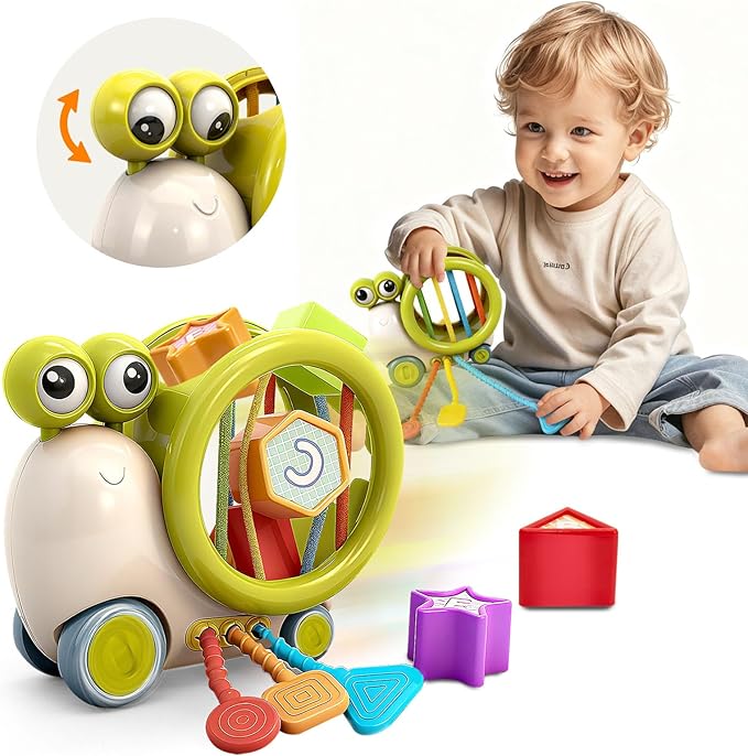 Activity Cube Baby Toys Montessori Learning Sensory Educational Toys for Toddlers 18-48 Months Educational Learning Activities, Busy Cube Activity Table for 1 Year Old (Green)