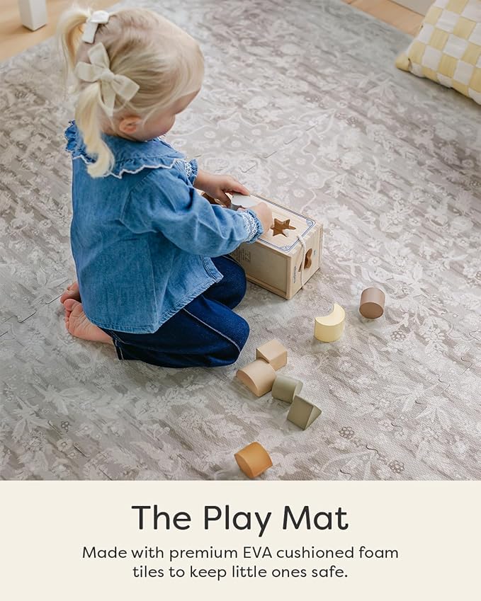 House of Noa Baby Play Mat – 4x6 Emile Grey – Set of 6 Tiles – Cushioned EVA Foam Play Mat for Floor, Soft Interlocking Baby Crawling Mats for Hard Floors