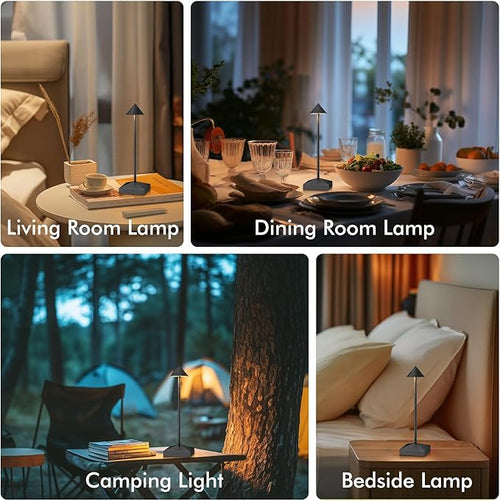 3 Pack 8.26in Black Small Cordless Table Lamps Rechargeable, Battery Operated Mini Lamp, Small Lamp Touch Portable Table Lights, LED Night Light for Bedside/Dining/Bar/Outdoor (Black-A)