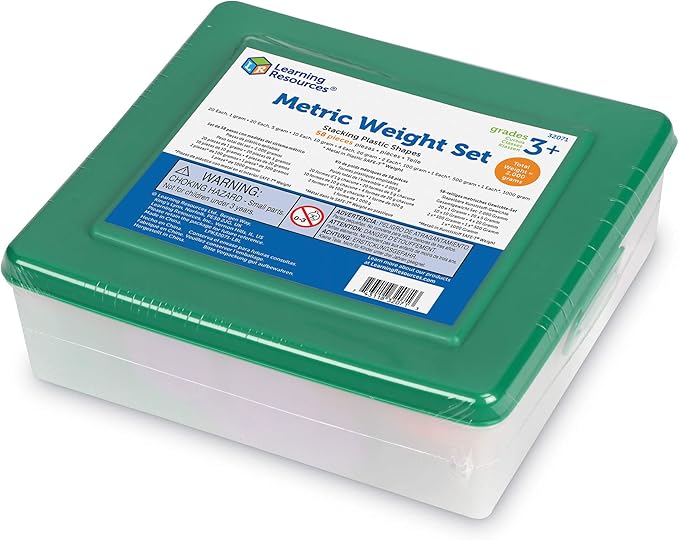 Learning Resources Metric Weight Set, Set of 58 Weights, 1g, 5g, 10g, 20g, 100g, 500g, 1000g
