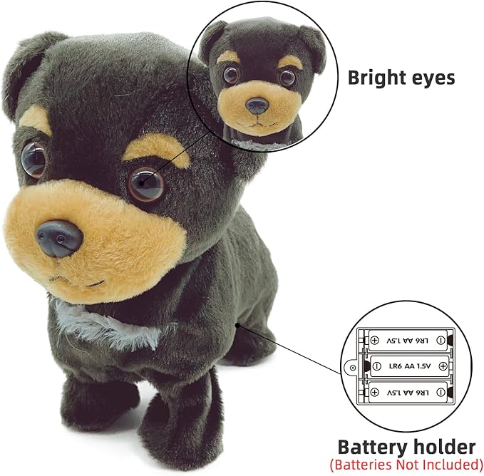 YH YUHUNG Walking and Barking Toy Dog with Remote Control Leash Puppy Interactive Stuffed Animated Dog Toys for Kids Gift(Black)