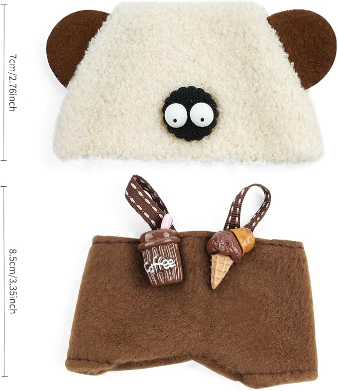 17cm Doll Clothes Set-Adorable Outfits for Dolls-Stylish Accessaries Clothes Dress-Up-Replaceable Clothing Collections, Includes Hat, Top, Skirt(Coffee-Style A)