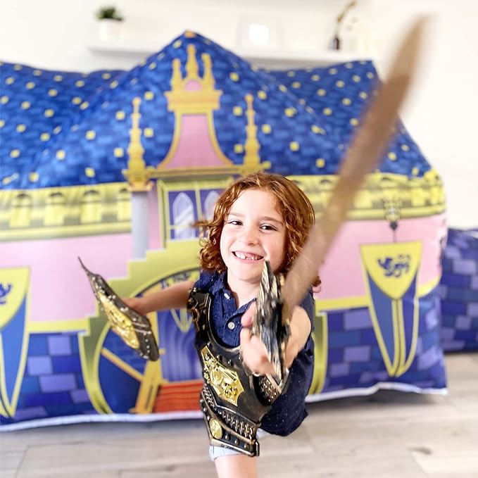 The Original Patented AirFort - Build A Fort in 30 Seconds, Inflatable Fort for Kids, Play Tent for 3-14 Years, A Playhouse Where Imagination Runs Wild, Fan not Included (Royal Castle)