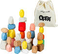 OPPA 36PCS Wooden Stacking Rocks, Montessori Sensory Toys for Toddlers, Building Rocks Stones Games,Stacking Stones for Kids Gifts