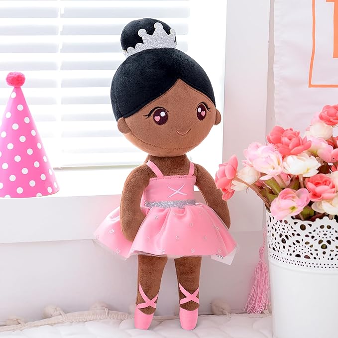 Gloveleya Ballet Dolls Baby Girl Gifts Plush African American Ballerina Doll Bronze 13"