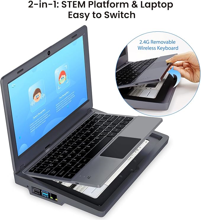 ELECROW CrowPi 2 All-in-one Kit with RPi 5 4GB Board & 11.6 Inch IPS Screen, Compatible for Raspberry Pi 4/5 Laptop, Learning Programming Sensor Kit for Professional Kids Adult (Advanced Kit)