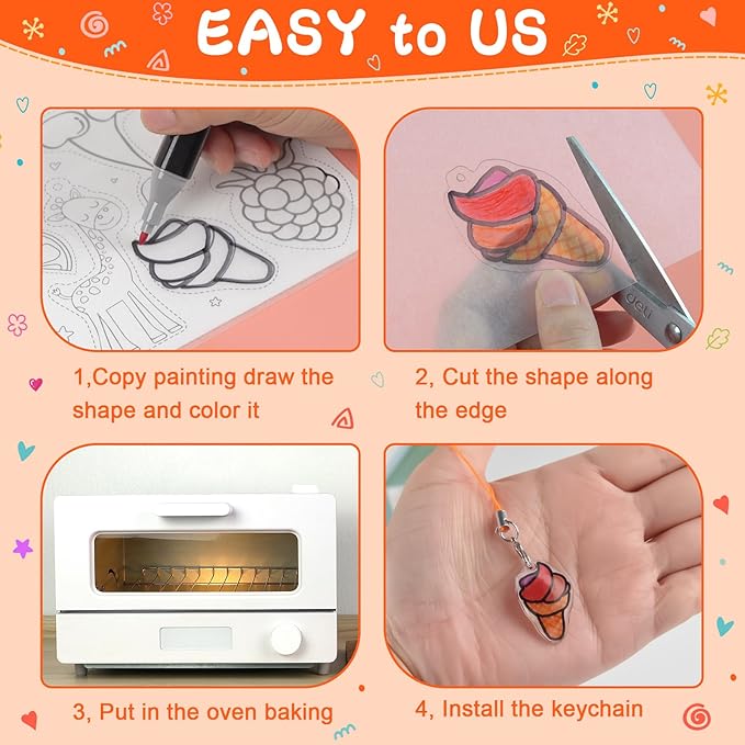 NACHLYNN Shrinky Plastic Sheets Kit 171Pcs Christmas Heat Shrink Sheets Shrinky Art Dink Keychain Kit for Kids Crafts Making Christmas Party Favors Supplies (Conventional)