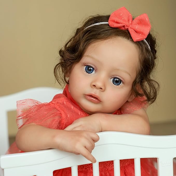 SCOM Lifelike Reborn Baby Dolls - 20 Inch Realistic-Newborn Baby Doll Girl Silicone Real Life Baby Dolls with Soft Weighted Body, Poseable Real Baby Reborn Gift Toy for 3+ Years Old Kids