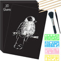 ZOCONE Scratch Paper Art Set, 30 Sheets 8x11in Black Coated Scratchboard Large Scratch Paper with Wooden Styluses and Stencils, DIY Scratch Painting Art Paper for Kids Adults Birthday Christmas Gift