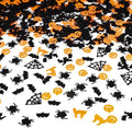 Orange and Black Halloween Party Table Scatter Confetti, 3000 Pcs Pumpkin Spider Webs Bat Foil Metallic Confetti for Halloween Party Table Decorations