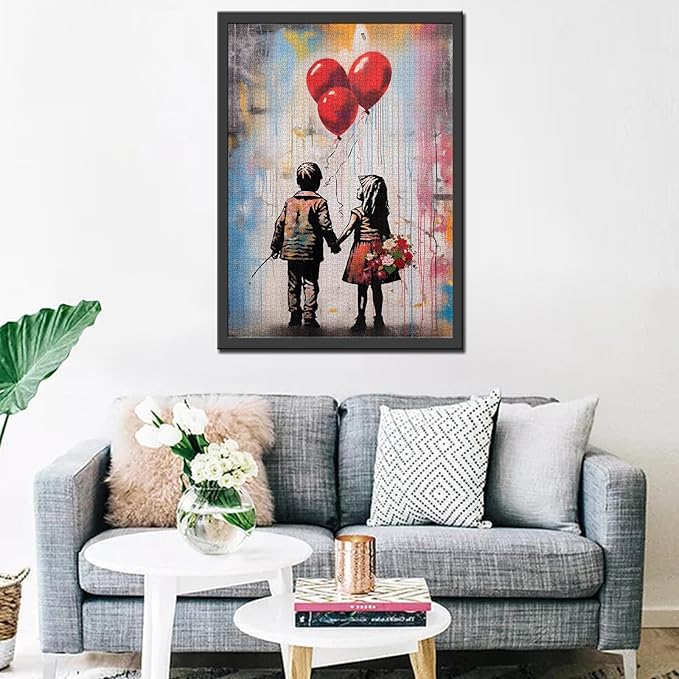 Tucocoo Street Art Banksy Jigsaw Puzzles for Adults 1000 Pieces, Little Girl and Boy Balloon Jigsaw Puzzle Colorful DIY Craft Puzzles for Home Decoration Gifts, Family Puzzle Perfect for Game Nights