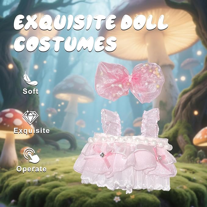 17cm Doll Clothes Wedding Dress Accessories Premium Fashion Outfit for 17cm Dolls (NO Doll)(Wedding Dress/Bow)