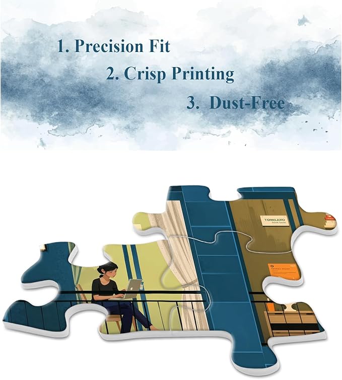 Cozy City Building Puzzle for Adults 1000 Piece, Relax Night Light Scenic Jigsaw Puzzle, Spring Cherry Blossom Tree Puzzle as Home Decor