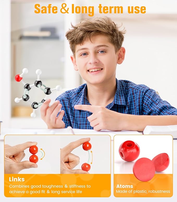 Organic Chemistry Model Kit-240 PCS,Portable Molecular Model Kit for Chemistry Classes,Atomic Element Model Set for Organic＆Inorganic Learning,Supply to Students ＆ Teachers