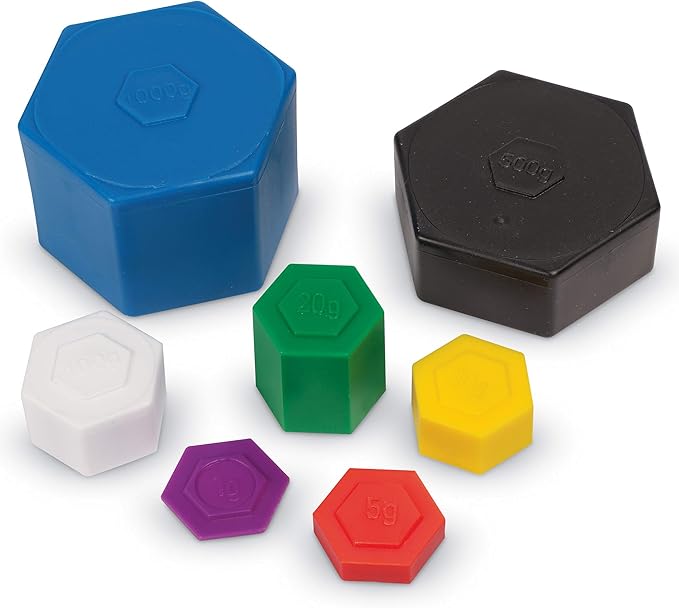 Learning Resources Metric Weight Set, Set of 58 Weights, 1g, 5g, 10g, 20g, 100g, 500g, 1000g