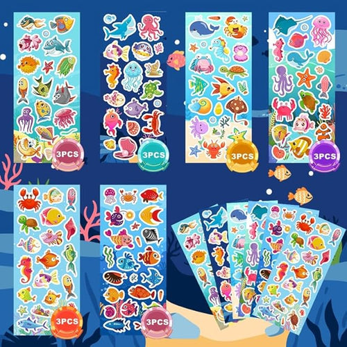 36 Sheets Ocean Stickers for Kids, 700+ Under The Sea Fish Animal Stickers for Scrapbooking, Water Bottles, Kids Party Favors,Crafts Decorations