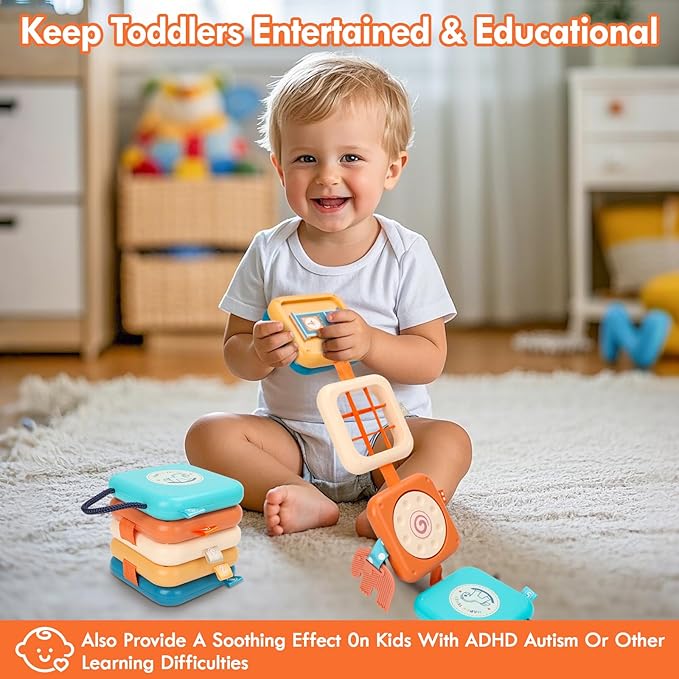 Busy Board for 1 Year Old, Montessori Toys for 1 2 Year Old Boy Girl Birthday Gifts, 8 in1 Travel Sensory Toys for Toddlers 1-3 Fine Motor Learning Baby Toy 12-18 Months, Toddler Stocking Stuffers
