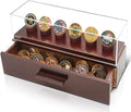 Challenge Coin Display Case, Military Coin Collection Holder with Wooden Coin Box, Drawers, and Clear Acrylic Lid – Gifts for Coins Collectors (6 Pillars)