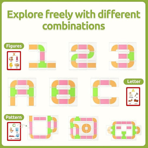 36 PCS Stacking Blocks – 1.6 Inch Transparent Building Cubes with Learning Cards, Pipe Tube for Marble Run, STEM Educational Toy for Kids 3+, Sensory Gift for Boys & Girls