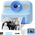 Kids Instant Print Camera - 1080P HD, 3 Rolls Paper & 32GB Card, Ideal Gift for Boys & Girls Age 3-14 (Blue)