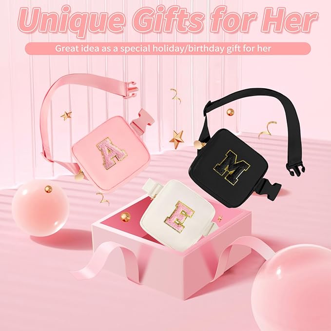 Mini Belt Bag Fanny Pack with Initials Letter Patch Small Crossbody Bags Cute Stuff Birthday Gifts for Teenager Girls Trendy Stuff for Teens - Initial Z,Cream