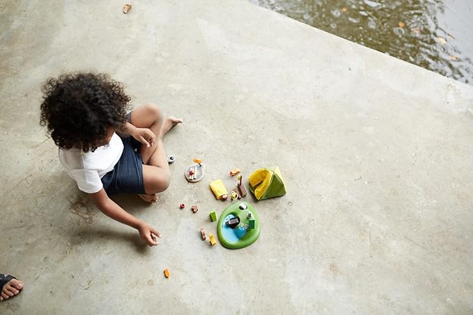 PlanToys Pretend Play Camping Set (6624) | Sustainably Made from Rubberwood and Non-Toxic Paints and Dyes
