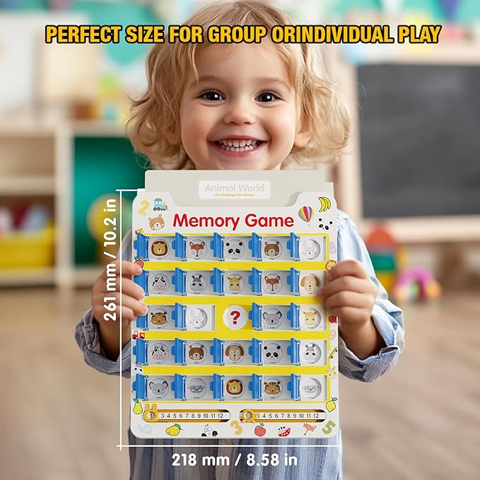 Matching Memory Game for Kids Ages 3 4 5 6 7 8 9, 8 Double-Sided Cards Board Games Toddler Travel Toys for 3-8 Years Old Boys Girls, Road Trip Essentials Airplane Car Activity Christmas Birthday Gifts