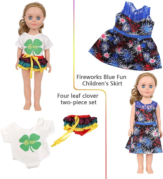 MSYO 10 Sets Doll Clothes for 17 - 18 Inch Dolls, 16 Pcs Fashion Outfits Variety Pack, Floral Dresses, Casual Wear & Pajamas, Girl Doll Dress - Up Set for Play & Gifting