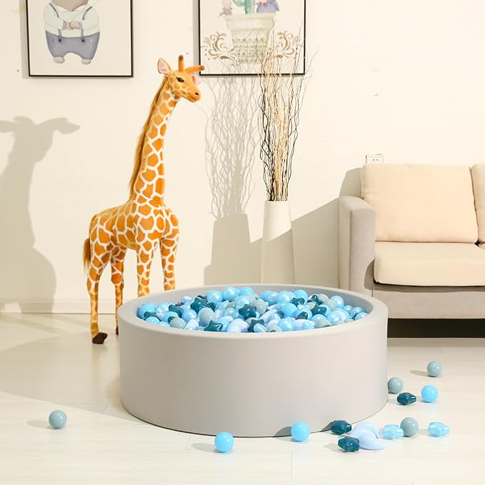 GOGOSO Ball Pit Balls Stars Moon Shapes Plastic Pitballs for Toddler Play Tent Baby Photo Props Kids Pool Water Toys Kiddie Pool Party Decor,Gradient Blue, 100pcs