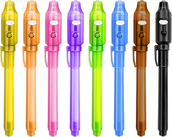 8PCS/36PCS Spy Pens Invisible Ink Pen with UV Light Magic Marker for Secret Message,Party Favors for 3+ Years Old Boys Girls,Birthday Christmas Halloween Party Goodies Gift Toy