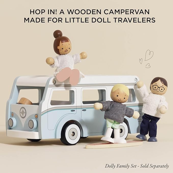 Le Toy Van - Wooden Holiday Campervan with Detachable Surfboard | Suitable for 3 Year Old +