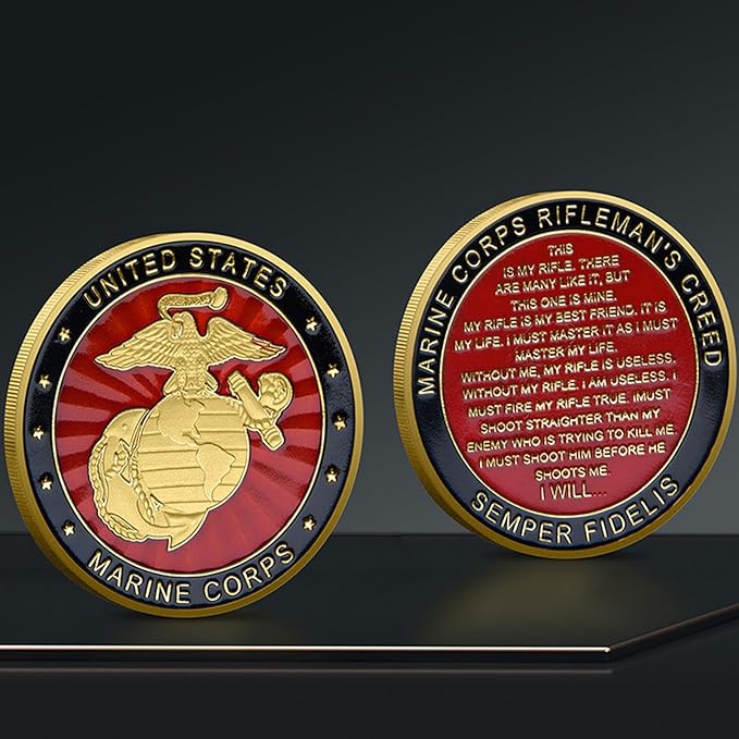 USMC Anniversary Challenge Coin - Marine Corps Commemorative Coin - Eagle Globe Anchor Design - Limited Edition Collectible - United States Marine Corps Veteran Gift