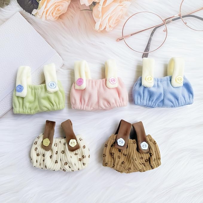Clothes for Dolls Accessories (No Doll), Cute Outfit Set 2 Pieces Bib Pants for 15 & 17cm Doll Suit, Stylish Dress Up Overalls Doll Clothing Set Replacement Blue