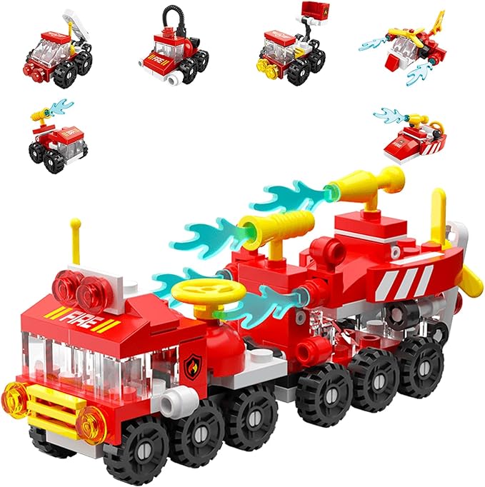 Forest Fire Truck Building Blocks (134-Piece) | 6-in-1 STEM Toy for Kids Ages 6-12 | Creative Construction Set with Fire Engine, Rescue Vehicles & Emergency Scenes | Gift for Boys & Girls