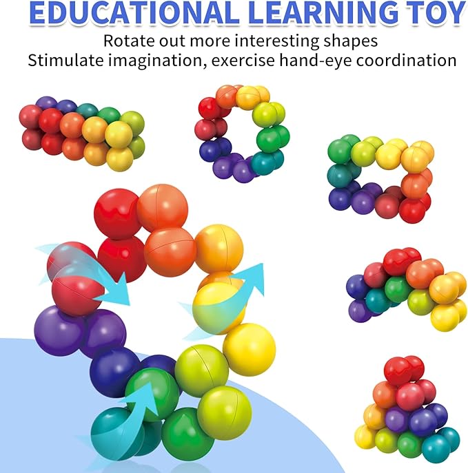 Autism Sensory Toys for Autistic Children, 3 Pack Fidget Toys for Kids Adults, Autistic ADHD Rainbow Ball Stress Toy, Stocking Stuffers Airplane Car Travel Essentials Calm Down Toddler Activities Toy