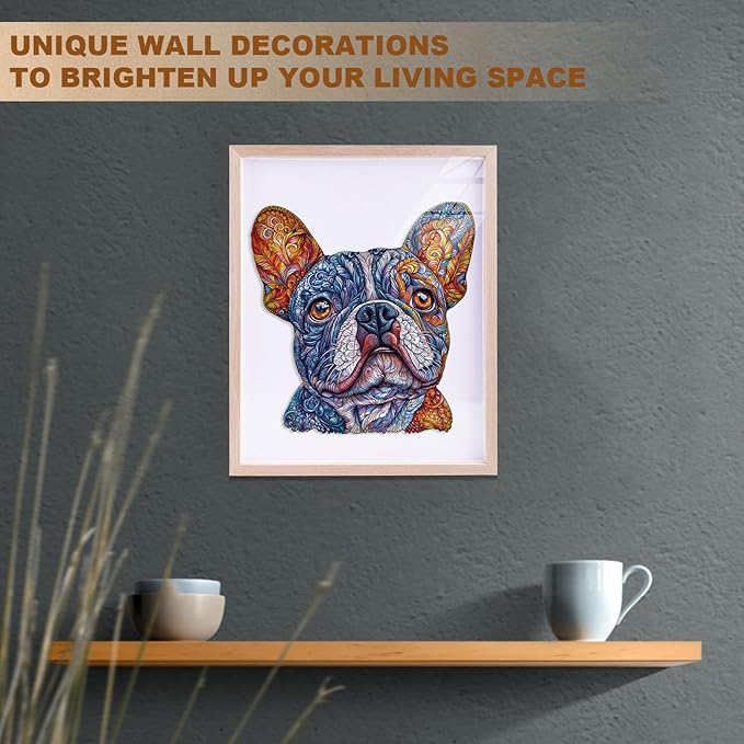 Wooden Puzzles for Adults,Bulldog Shaped Unique Wooden Jigsaw Puzzles, Creative Ghristmas Gift for Teenagers and Adults.(11.4X 11.1 in 180pcs)