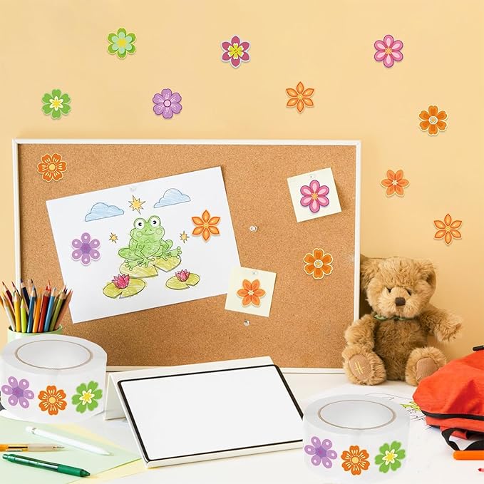 500pcs Flower Stickers for Teens Spring Summer Roll Sticker Waterproof and Sun-Proof Flower Roll Sticker for Scrapbooks Envelopes Cards Gift Boxes Party Supply Decoration