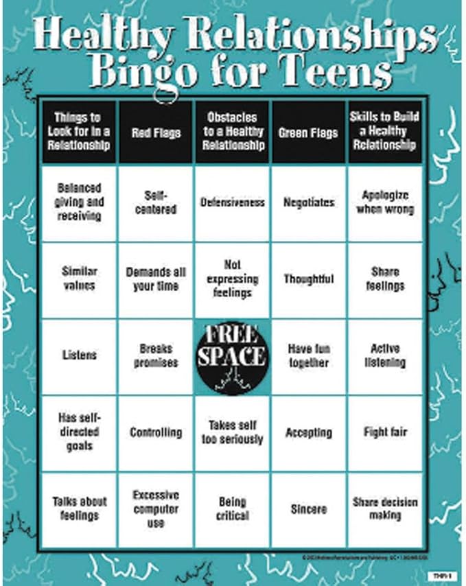 Wellness Reproductions & Publishing Healthy Relationships Bingo for Teens