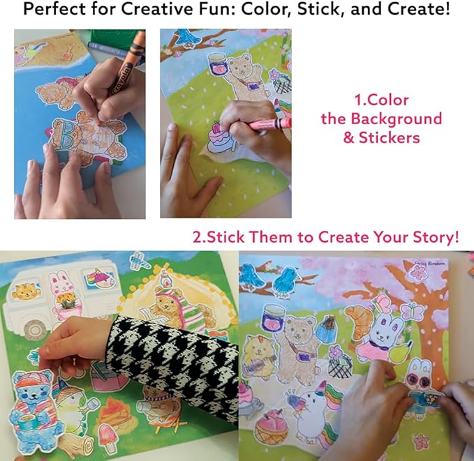 Seasonal Splendor Art Kit – DIY Sticker Coloring Craft Kit for Kids | Color Your Own Stickers & Create Your Story | Coloring Sticker Sheets & Art Activity Gift | Fun & Educational Craft
