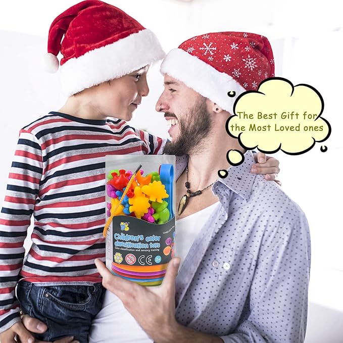 Counting Toys Matching Game for Kids with Sorting Bowls Sensory Toys Color Classification Game Set Early Learning Toddler Preschool Montessori Educational Toys for 3 4 5 Years Old-Dinosaurs
