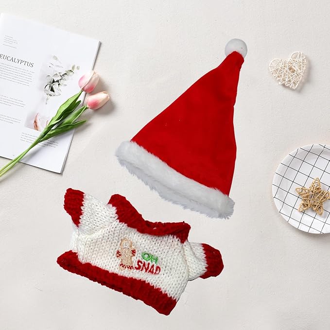 17cm Doll Clothes Christmas Accessories Outfit for 17cm Dolls (NO Doll)(Sweater+Christmas Hat/Scarf)