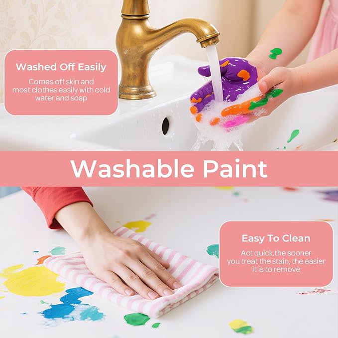 8 Colors Large Washable Paint Set for Kid (8.45oz,250 ml), Bulk Paint Supplies Non Toxic Children Tempera Paint for Art, Craft, DIY, Poster & Finger Paint, Face, School Home Classroom Party