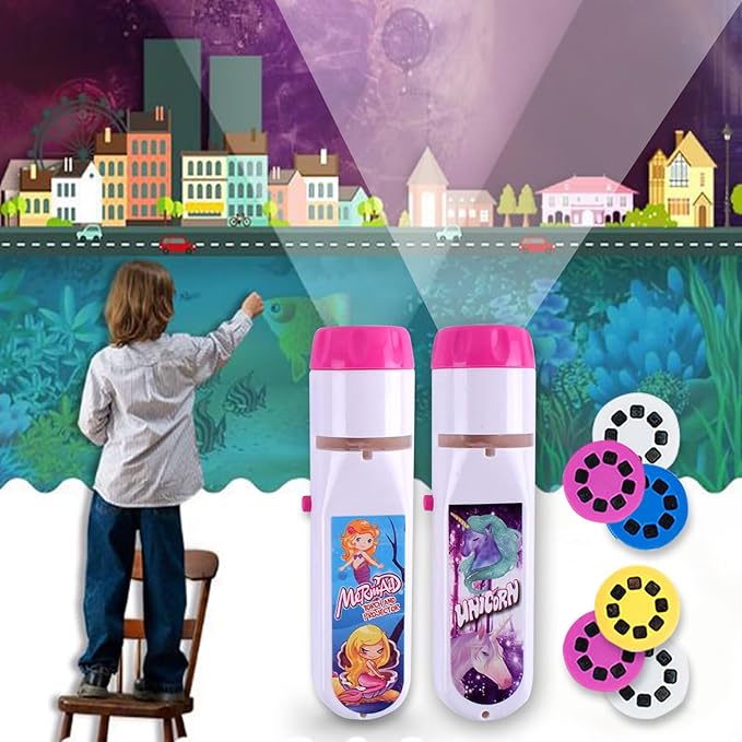 Georgie Porgy Children Projector Toys Educational Science Set Wall Ceiling Tent Torch Flashlight for Kids Gifts for Boys Girls (Unicorn + Mermaid)
