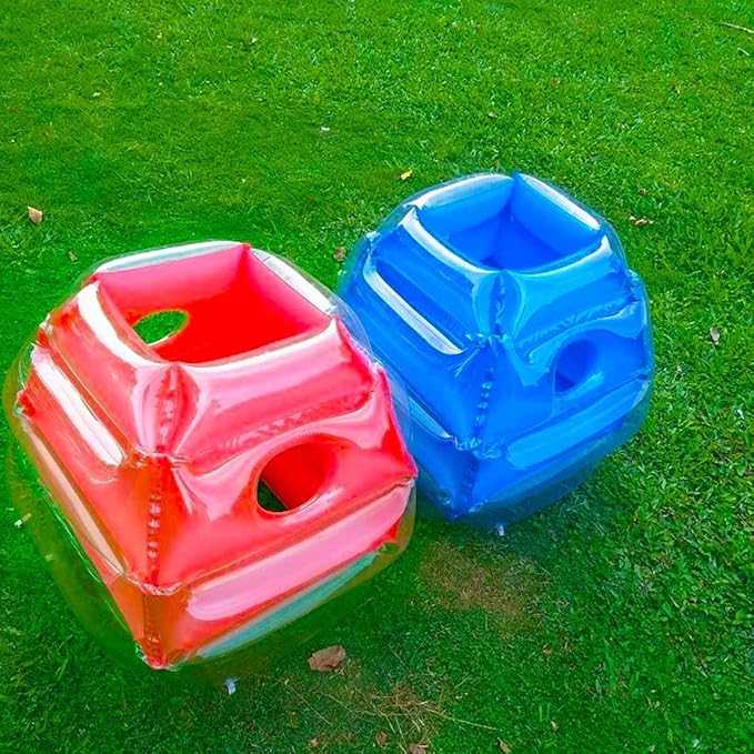 SUNSHINEMALL 2PC Sumo Balls, Inflatable Body Sumo Balls Bopper Toys for Kids 26" - Heavy Duty PVC Vinyl Suits for Grassland or Other Outdoors Play (2PC Blue+Pink 26inch)